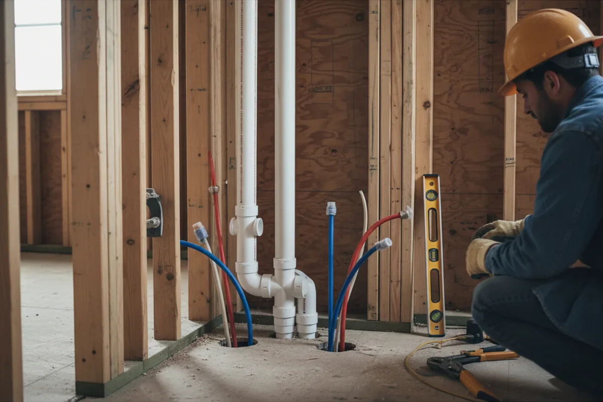 Drain and supply rough-in during Drain Cleaning in Newcastle